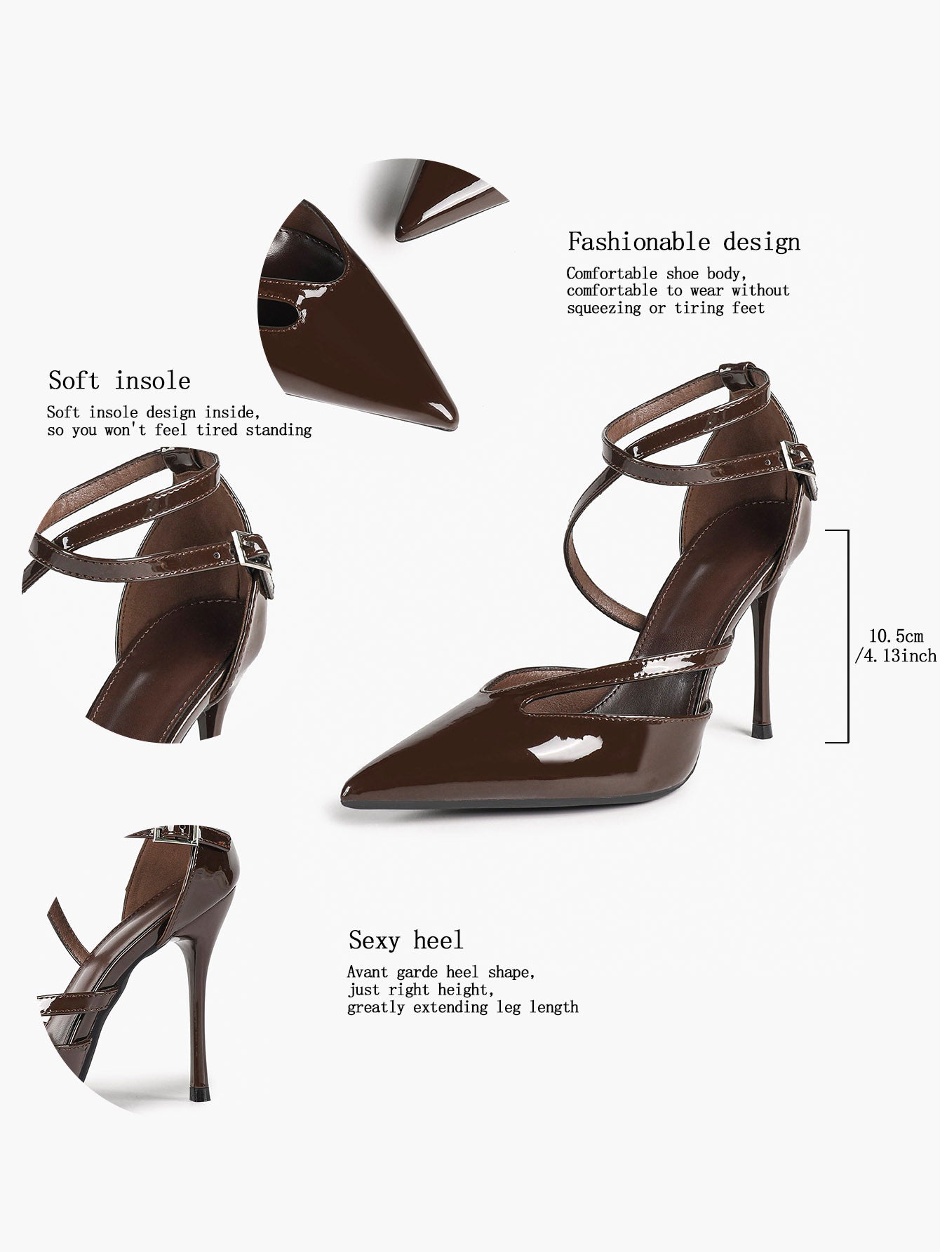 Crisscross Ankle Strap Stiletto Heels Pointed Toe Cutout Pumps Prom Party Evening