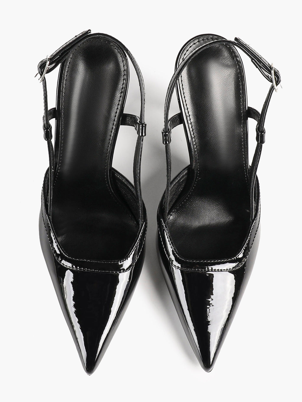 Brown Slingback Heels Pointed Toe Stiletto Pumps with T-Strap Office Business Meeting