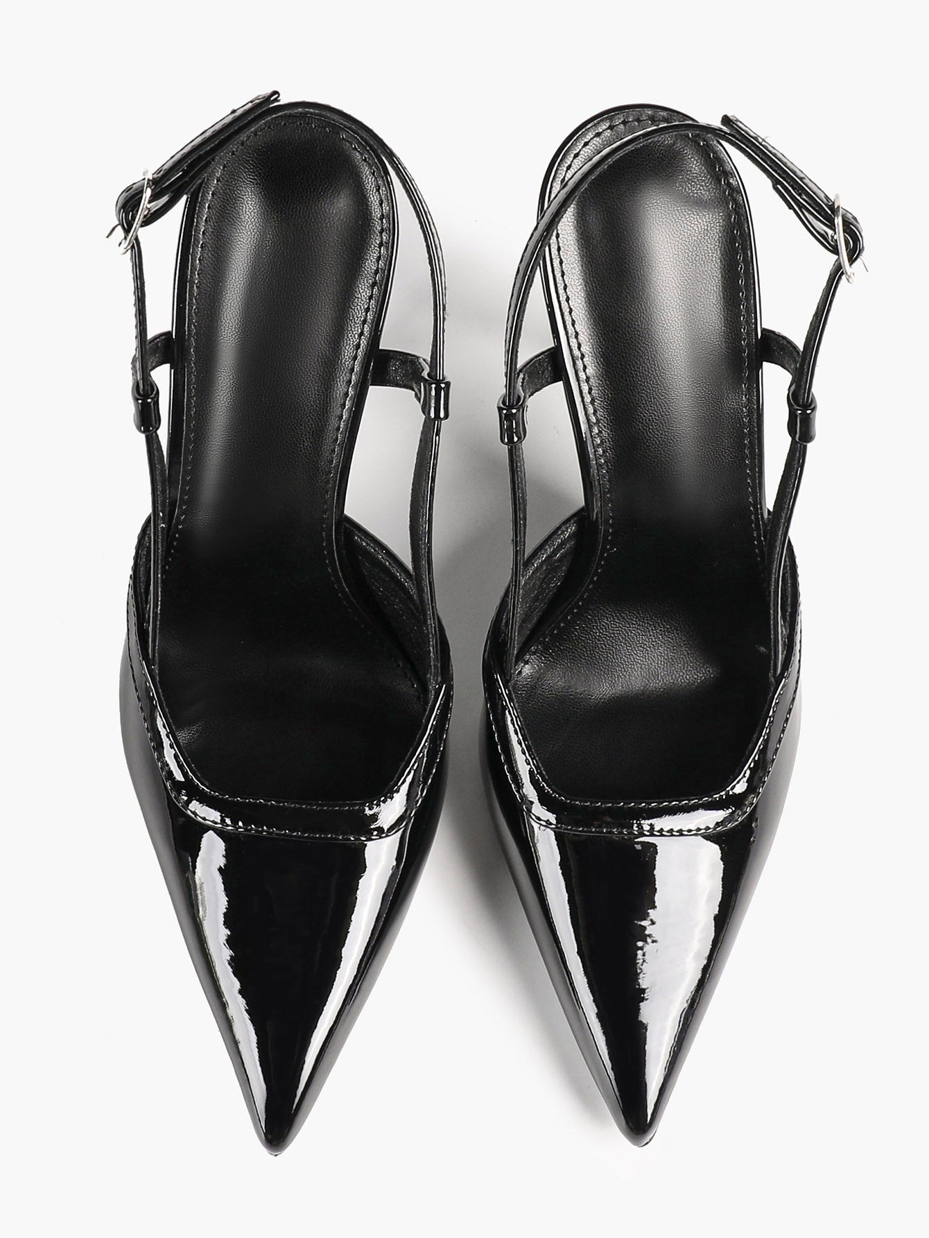 Brown Slingback Heels Pointed Toe Stiletto Pumps with T-Strap Office Business Meeting