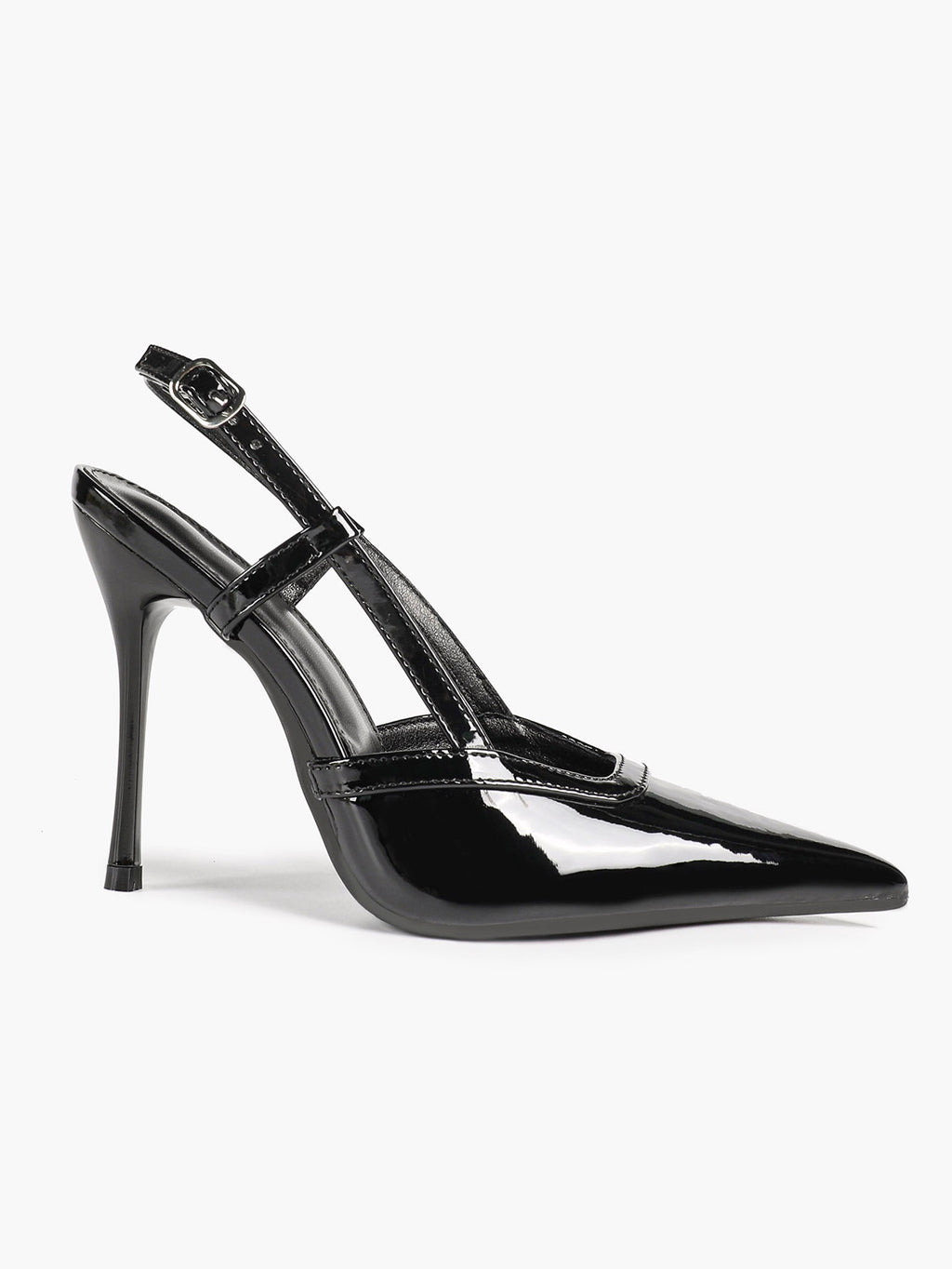 Brown Slingback Heels Pointed Toe Stiletto Pumps with T-Strap Office Business Meeting