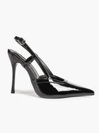 Brown Slingback Heels Pointed Toe Stiletto Pumps with T-Strap Office Business Meeting