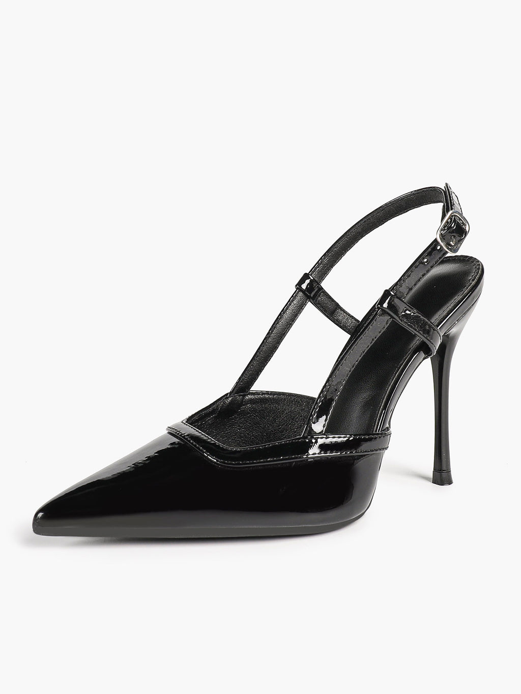 Brown Slingback Heels Pointed Toe Stiletto Pumps with T-Strap Office Business Meeting