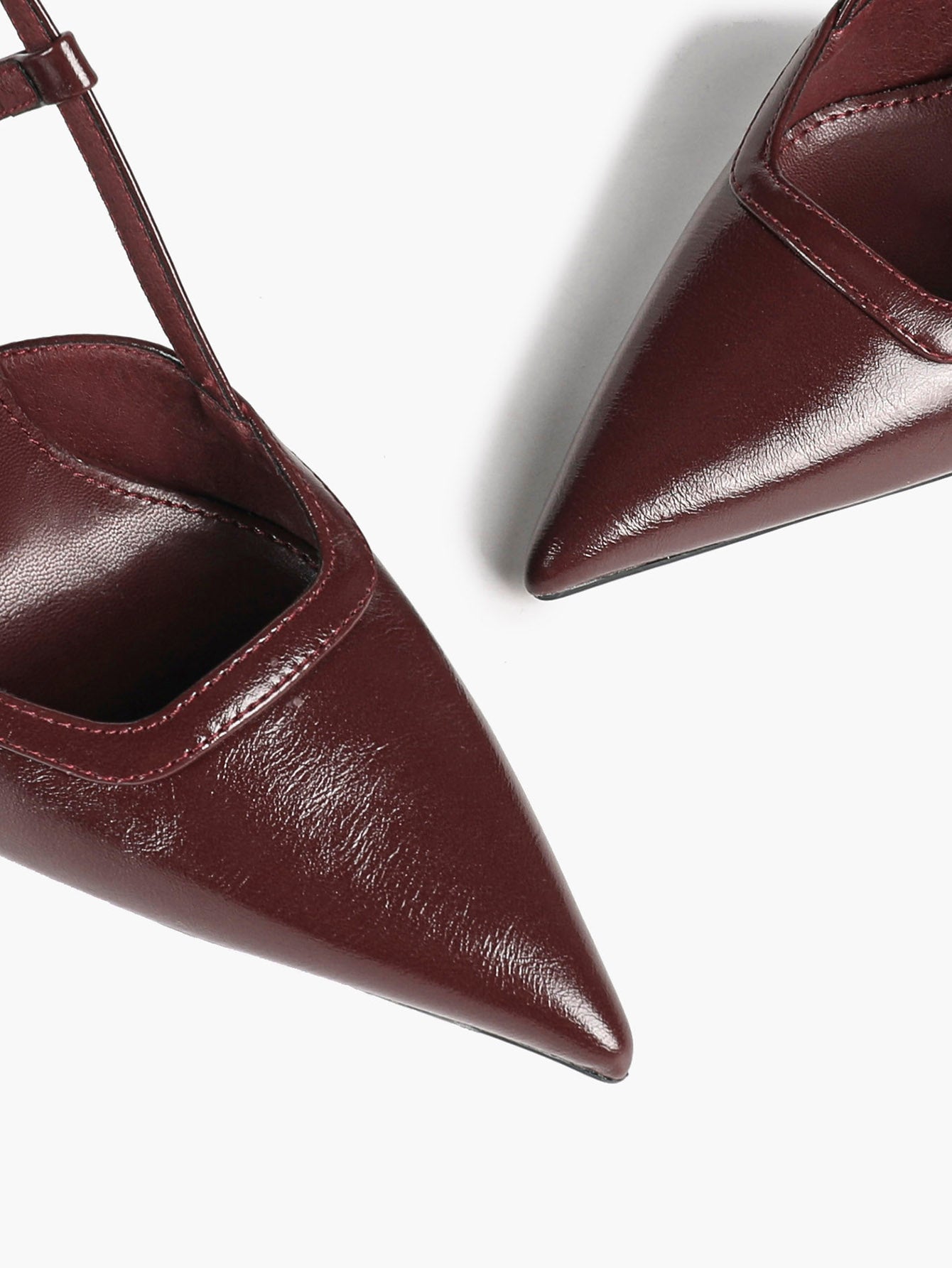 Brown Slingback Heels Pointed Toe Stiletto Pumps with T-Strap Office Business Meeting