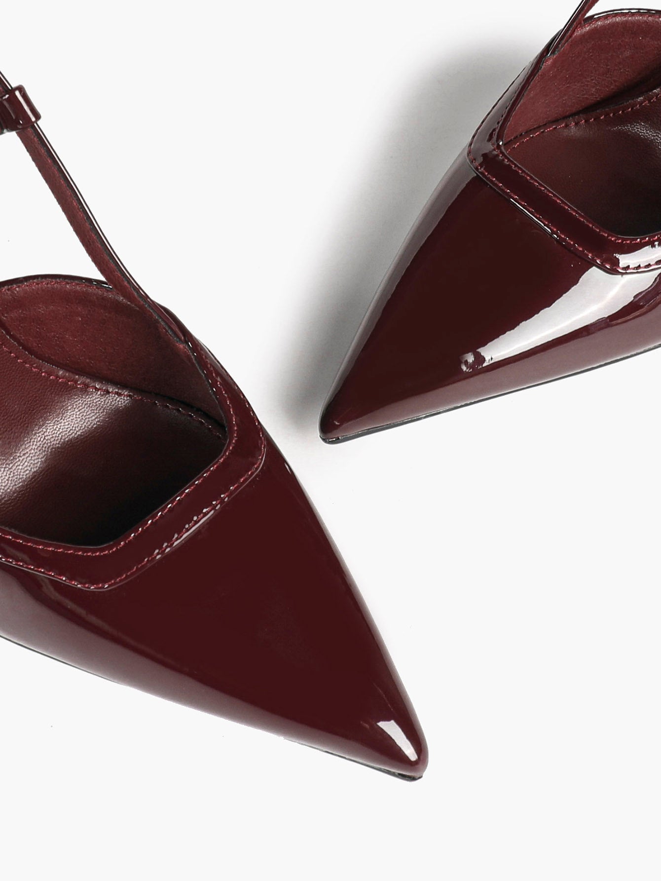 Brown Slingback Heels Pointed Toe Stiletto Pumps with T-Strap Office Business Meeting