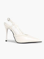 Brown Slingback Heels Pointed Toe Stiletto Pumps with T-Strap Office Business Meeting