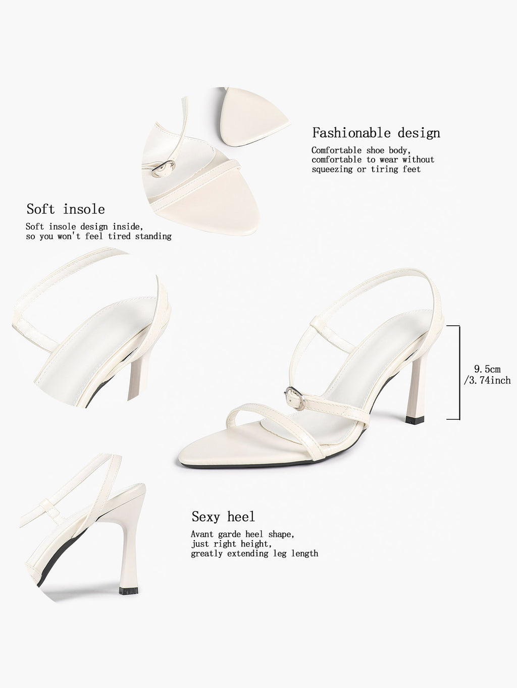 Brown Strappy Slingback Sandals Open Toe Block Heel Adjustable Buckle Casual Daily Wear