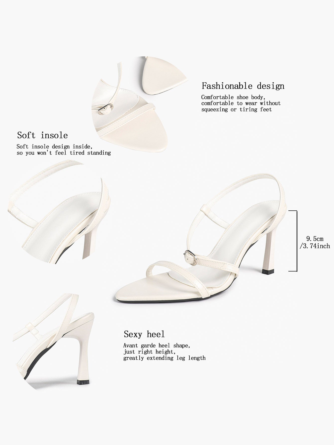 Brown Strappy Slingback Sandals Open Toe Block Heel Adjustable Buckle Casual Daily Wear
