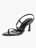 Brown Strappy Slingback Sandals Open Toe Block Heel Adjustable Buckle Casual Daily Wear
