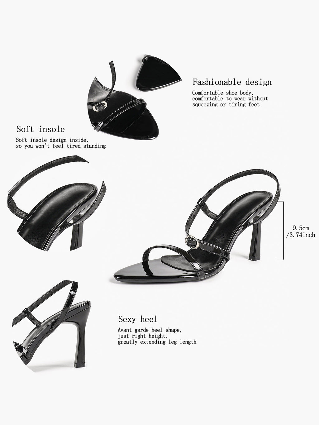 Brown Strappy Slingback Sandals Open Toe Block Heel Adjustable Buckle Casual Daily Wear