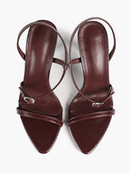 Brown Strappy Slingback Sandals Open Toe Block Heel Adjustable Buckle Casual Daily Wear