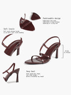 Brown Strappy Slingback Sandals Open Toe Block Heel Adjustable Buckle Casual Daily Wear