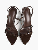 Brown Strappy Slingback Sandals Open Toe Block Heel Adjustable Buckle Casual Daily Wear