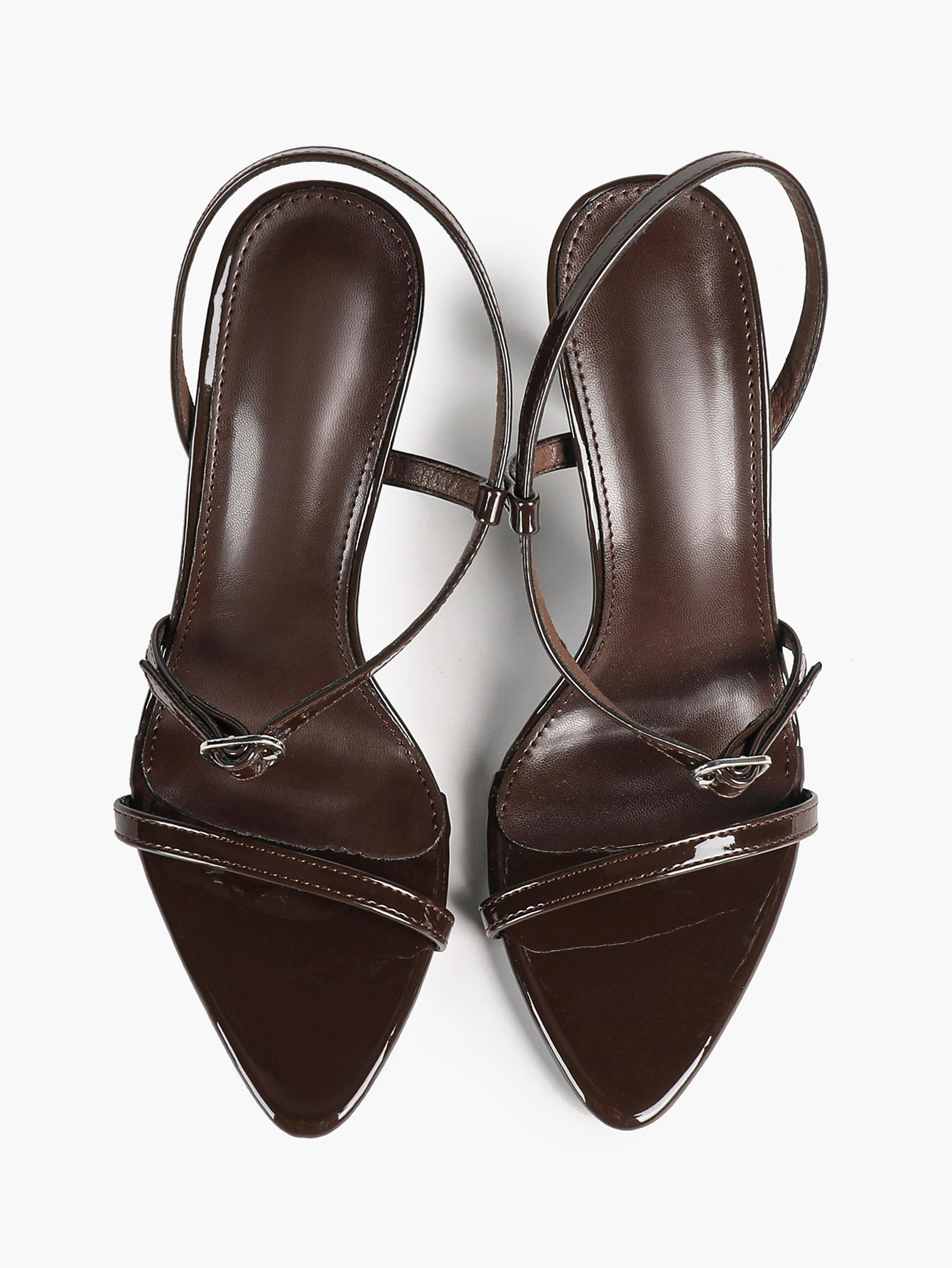 Brown Strappy Slingback Sandals Open Toe Block Heel Adjustable Buckle Casual Daily Wear