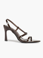 Brown Strappy Slingback Sandals Open Toe Block Heel Adjustable Buckle Casual Daily Wear