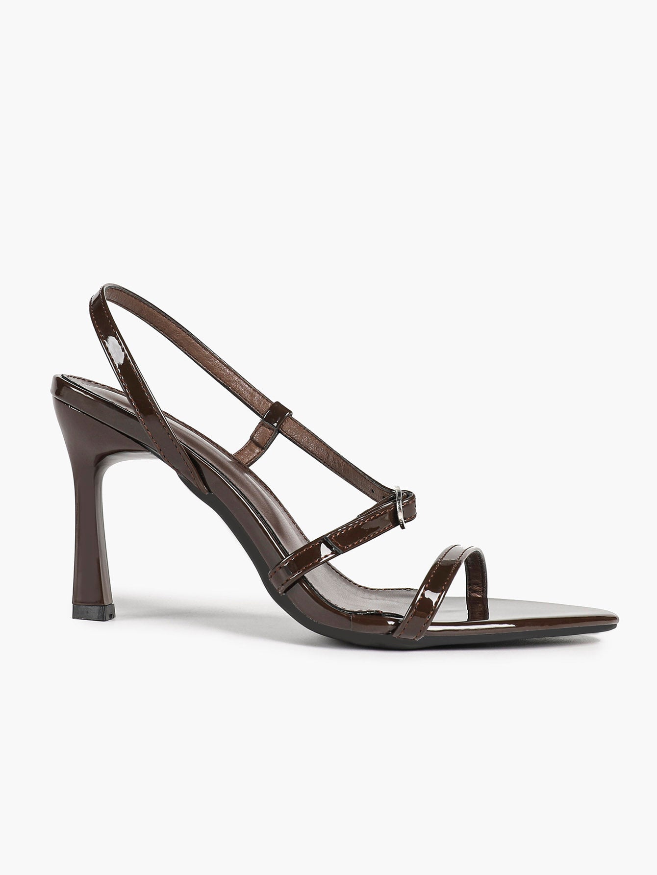 Brown Strappy Slingback Sandals Open Toe Block Heel Adjustable Buckle Casual Daily Wear