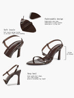 Brown Strappy Slingback Sandals Open Toe Block Heel Adjustable Buckle Casual Daily Wear