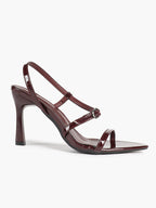 Brown Strappy Slingback Sandals Open Toe Block Heel Adjustable Buckle Casual Daily Wear