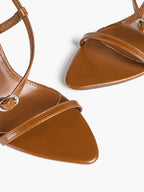 Brown Strappy Slingback Sandals Open Toe Block Heel Adjustable Buckle Casual Daily Wear