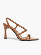 Brown Strappy Slingback Sandals Open Toe Block Heel Adjustable Buckle Casual Daily Wear