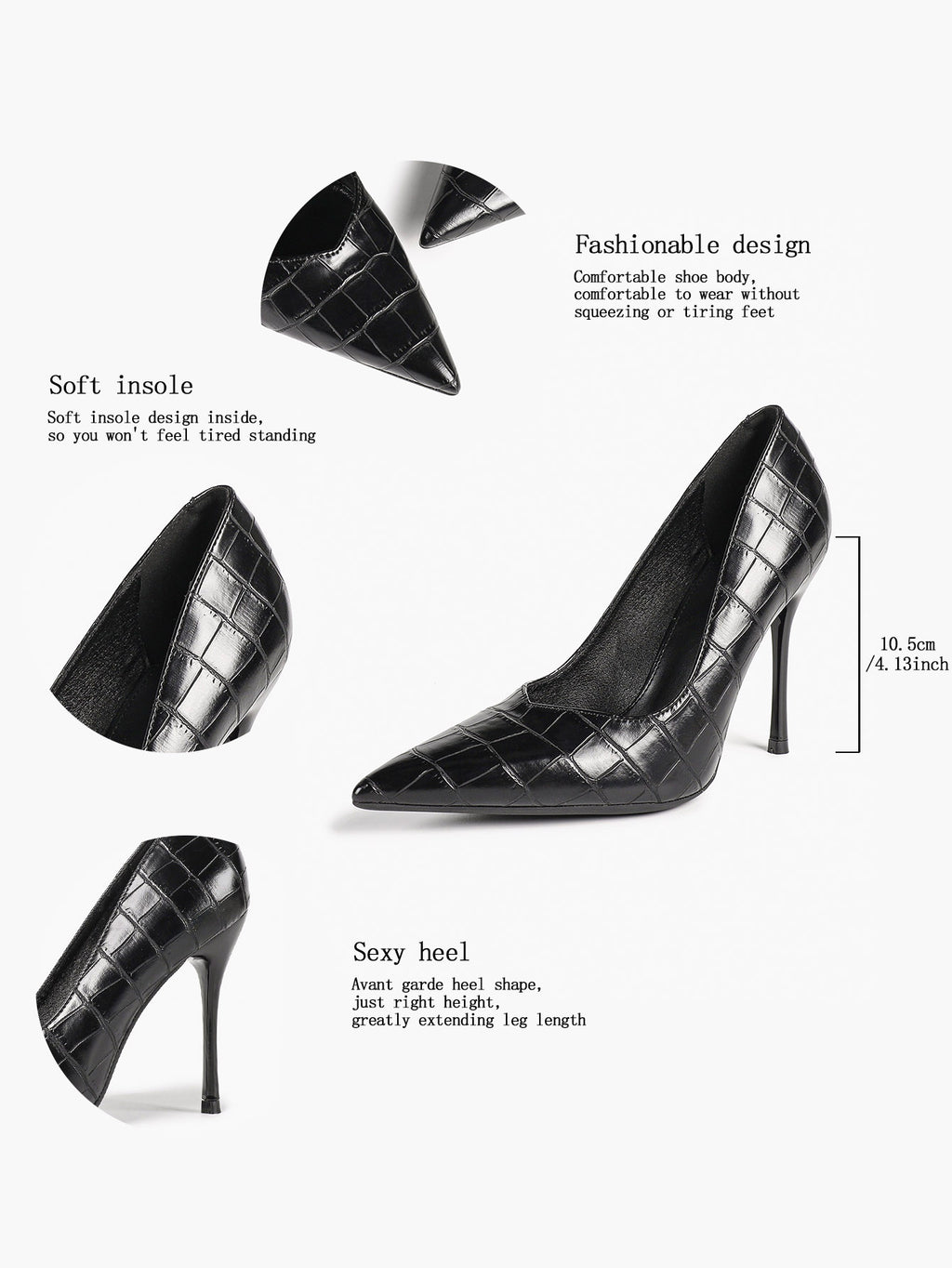 Pointed Toe Stiletto Heels Classic Formal Pumps for Business Office Daily Work