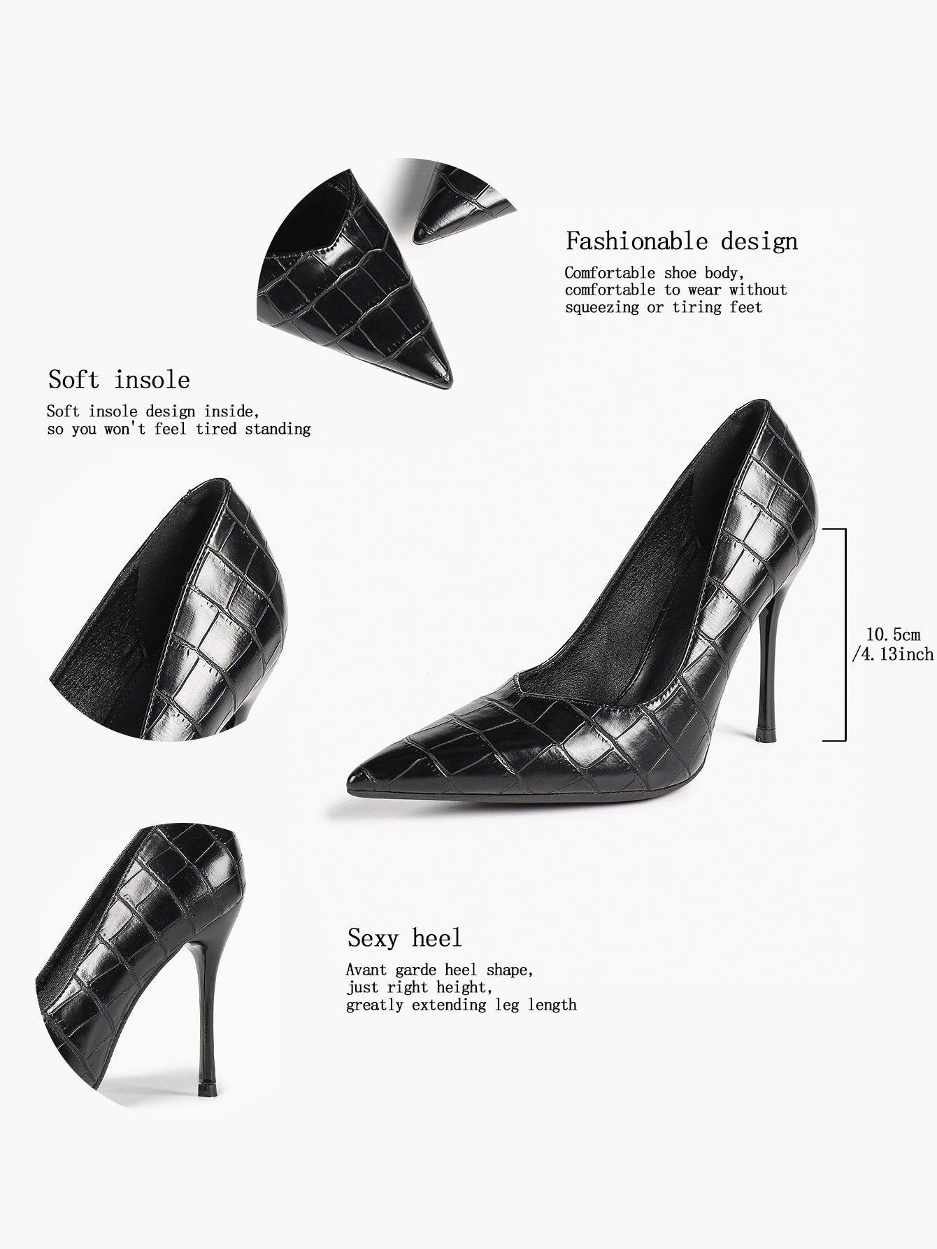 Pointed Toe Stiletto Heels Classic Formal Pumps for Business Office Daily Work