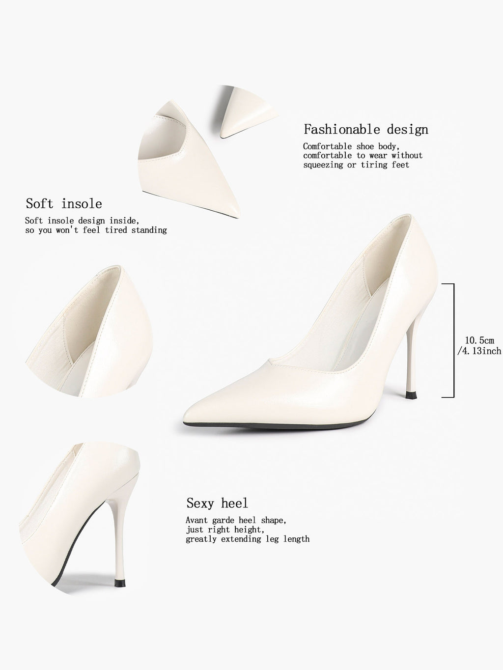Pointed Toe Stiletto Heels Classic Formal Pumps for Business Office Daily Work