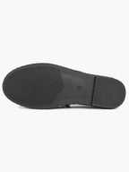 Black Quilted Leather Mary Jane Flats Bow Detail Slip On Shoes Casual Shoes ISHIFIVAN