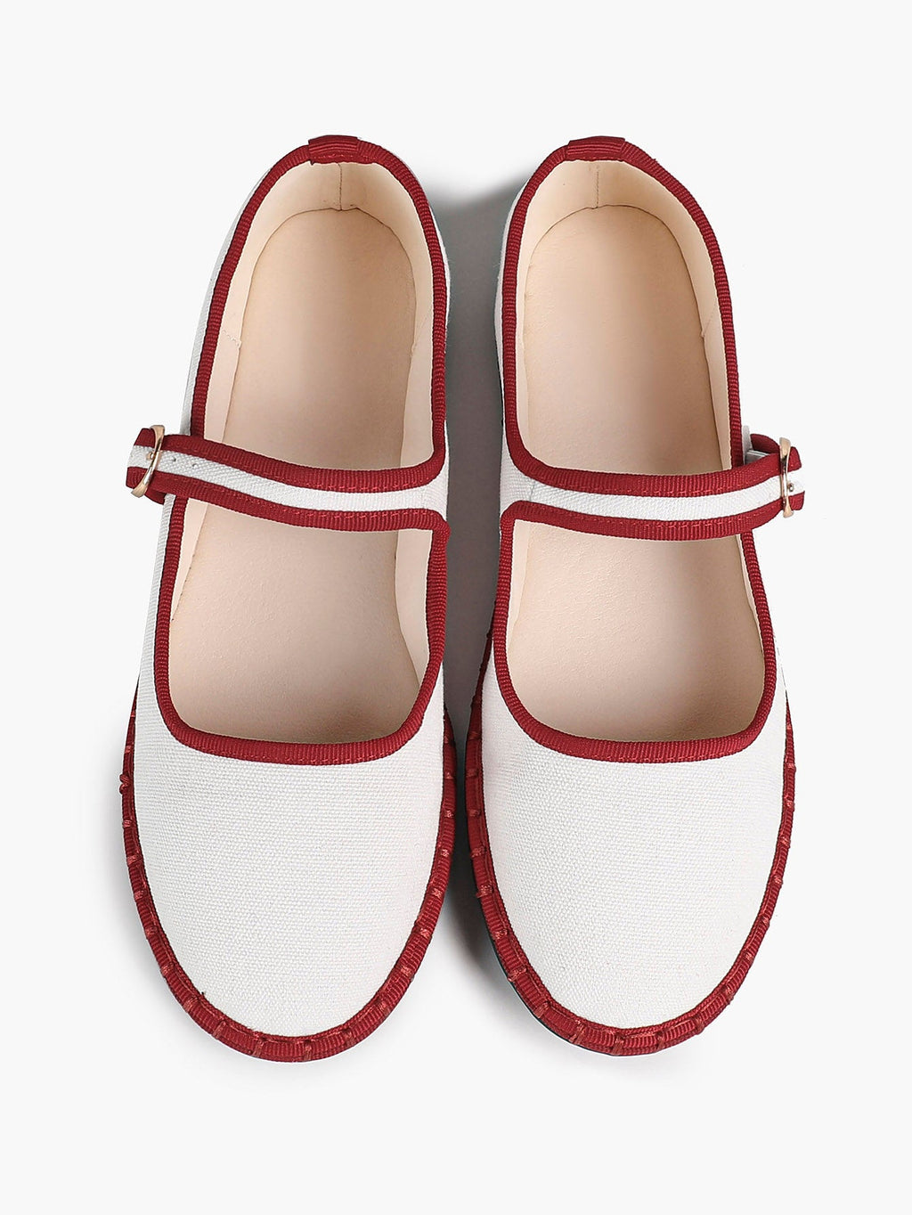 Women's Woven Mary Jane Flats Brown Trim Slip On Shoes Vacation Dailywear Shoes ISHIFIVAN