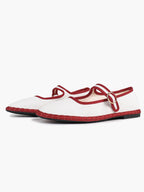 Women's Woven Mary Jane Flats Brown Trim Slip On Shoes Vacation Dailywear Shoes ISHIFIVAN