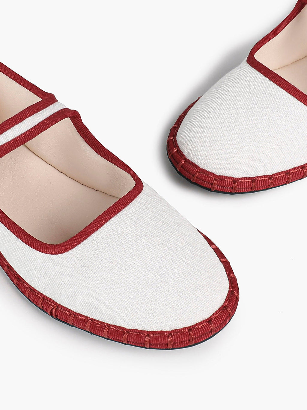 Women's Woven Mary Jane Flats Brown Trim Slip On Shoes Vacation Dailywear Shoes ISHIFIVAN
