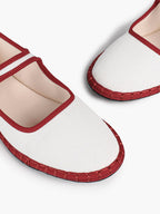 Women's Woven Mary Jane Flats Brown Trim Slip On Shoes Vacation Dailywear Shoes ISHIFIVAN