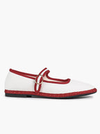 Women's Woven Mary Jane Flats Brown Trim Slip On Shoes Vacation Dailywear Shoes ISHIFIVAN