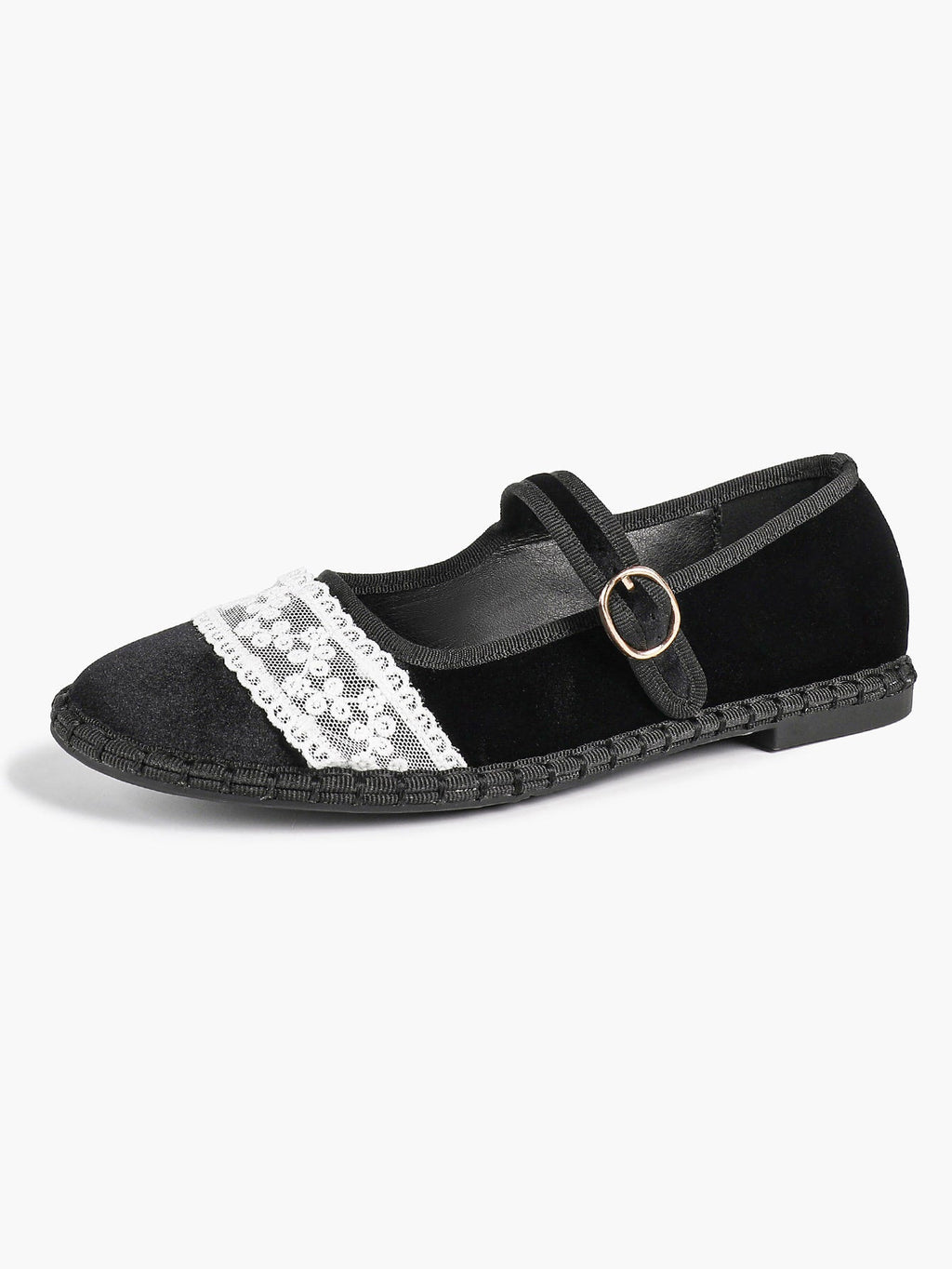 Women's Mary Jane Flats White Lace Trim Slip On Shoes ISHIFIVAN