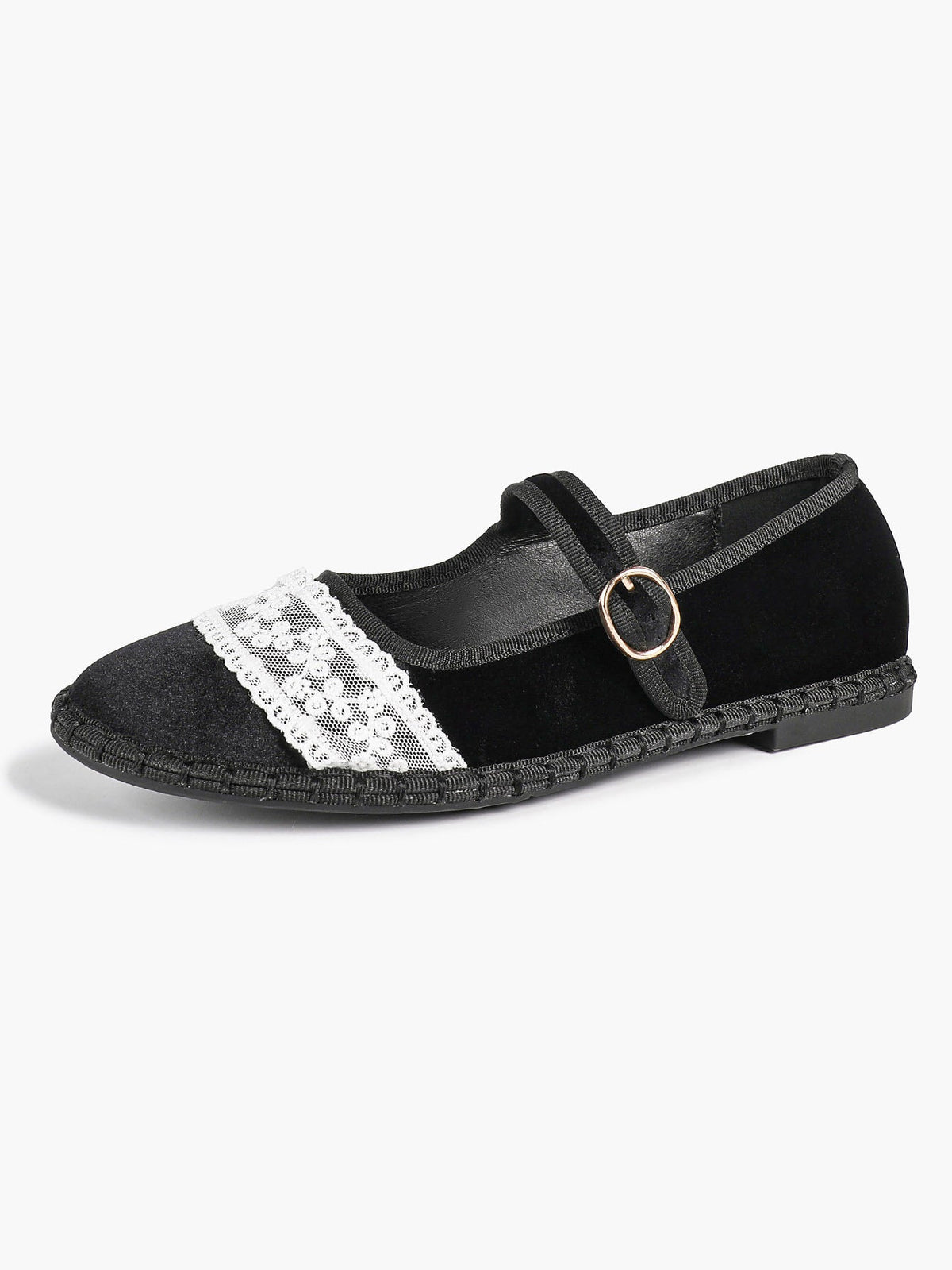 Women's Mary Jane Flats White Lace Trim Slip On Shoes ISHIFIVAN