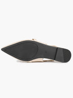 Beige Leather Bow Slingback Flats Pointed Toe Slip On Shoes Work Daily Wear