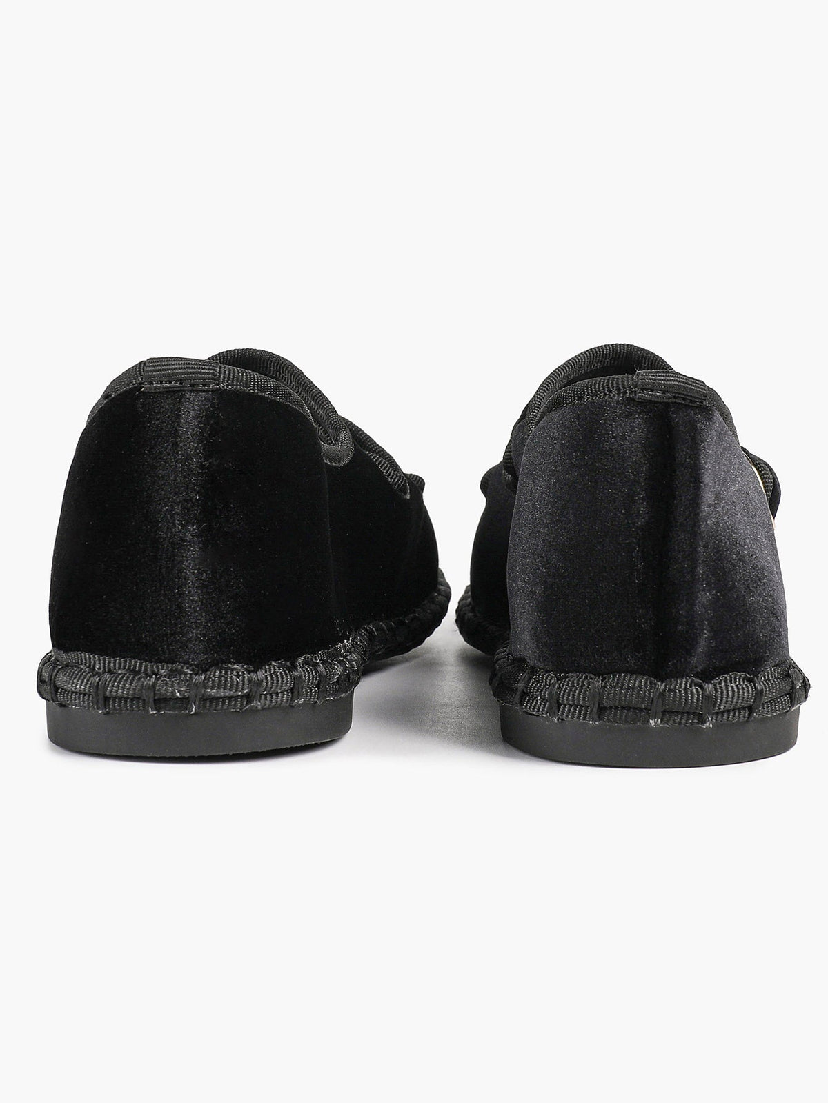 Women's Black Velvet Double-Strap Mary Jane Flats Pointed Toe Slip On Shoes Casual Shoes ISHIFIVAN