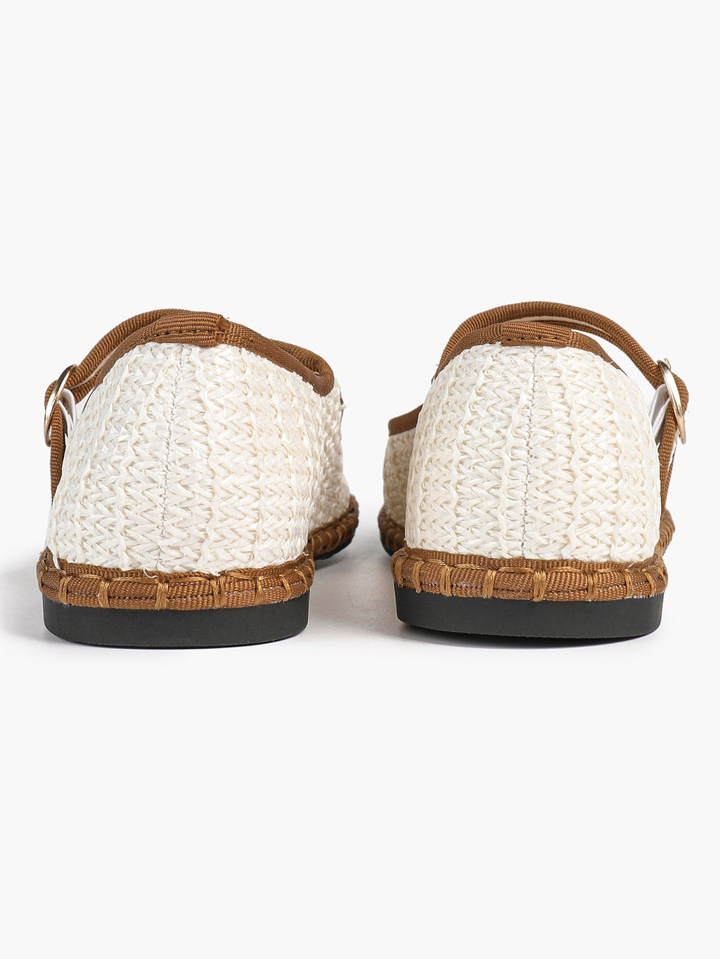Women's Woven Mary Jane Flats Brown Trim Slip On Shoes Vacation Dailywear Shoes ISHIFIVAN