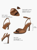 Open Toe Single Band Ankle Strap Heels Adjustable Sandals for Summer Date