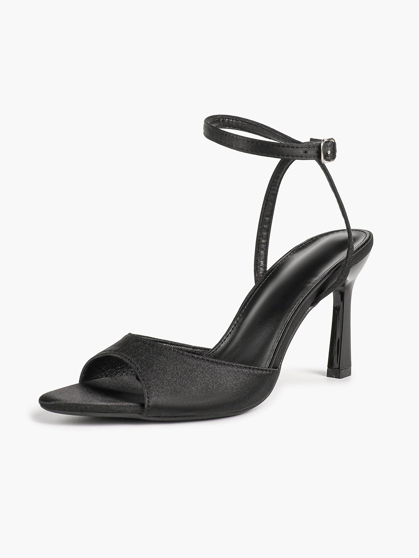 Open Toe Single Band Ankle Strap Heels Adjustable Sandals for Summer Date