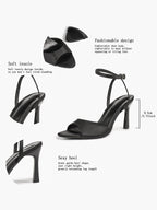 Open Toe Single Band Ankle Strap Heels Adjustable Sandals for Summer Date