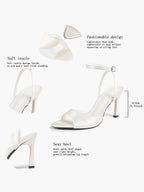 Open Toe Single Band Ankle Strap Heels Adjustable Sandals for Summer Date
