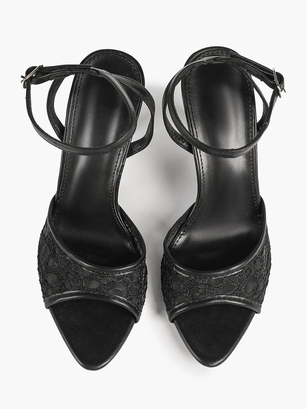 Pink Lace Ankle Strap Sandals Flared Block Heel for Summer Holiday and Casual Daily Wear