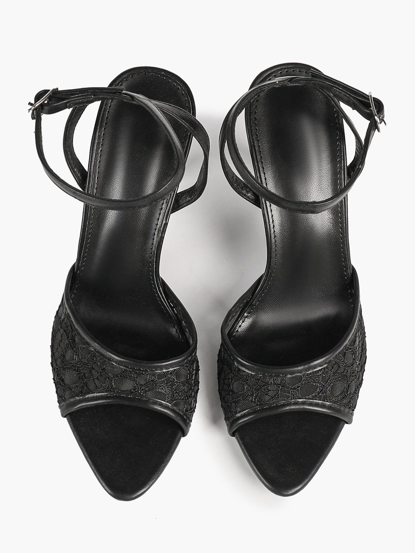 Pink Lace Ankle Strap Sandals Flared Block Heel for Summer Holiday and Casual Daily Wear