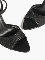 Pink Lace Ankle Strap Sandals Flared Block Heel for Summer Holiday and Casual Daily Wear