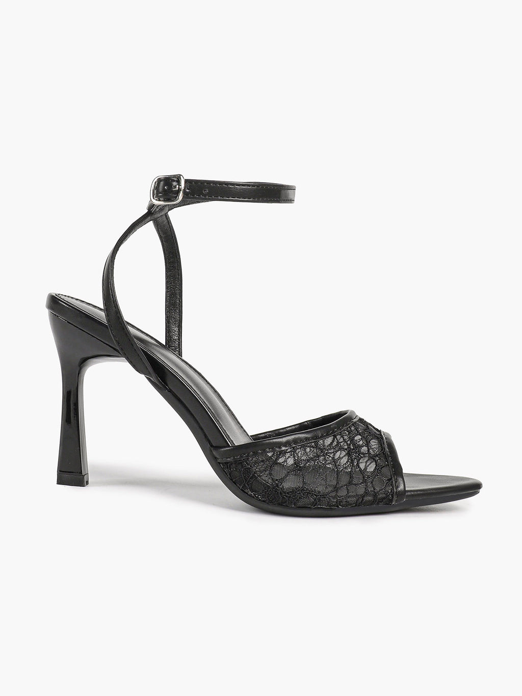 Pink Lace Ankle Strap Sandals Flared Block Heel for Summer Holiday and Casual Daily Wear