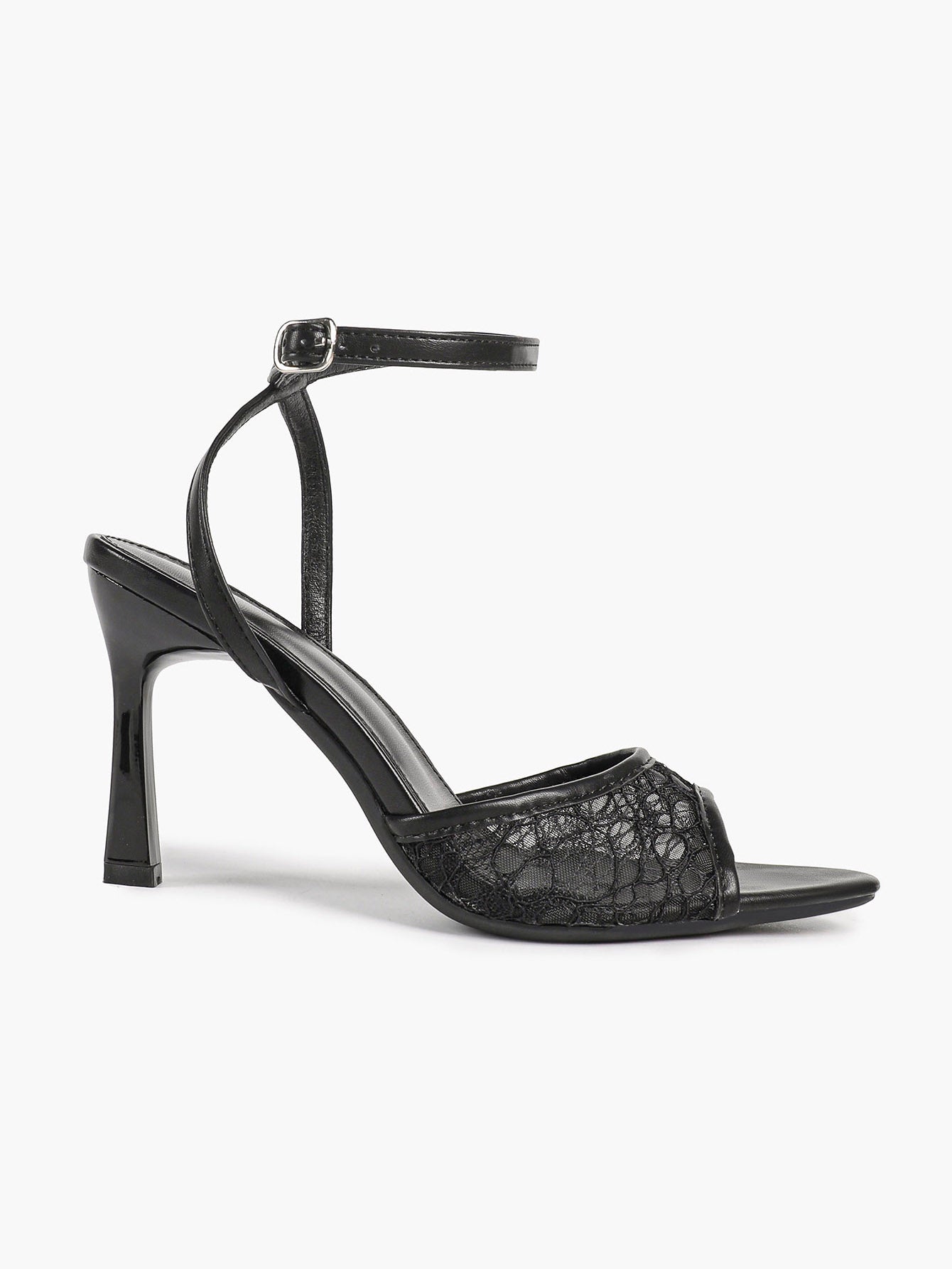 Pink Lace Ankle Strap Sandals Flared Block Heel for Summer Holiday and Casual Daily Wear