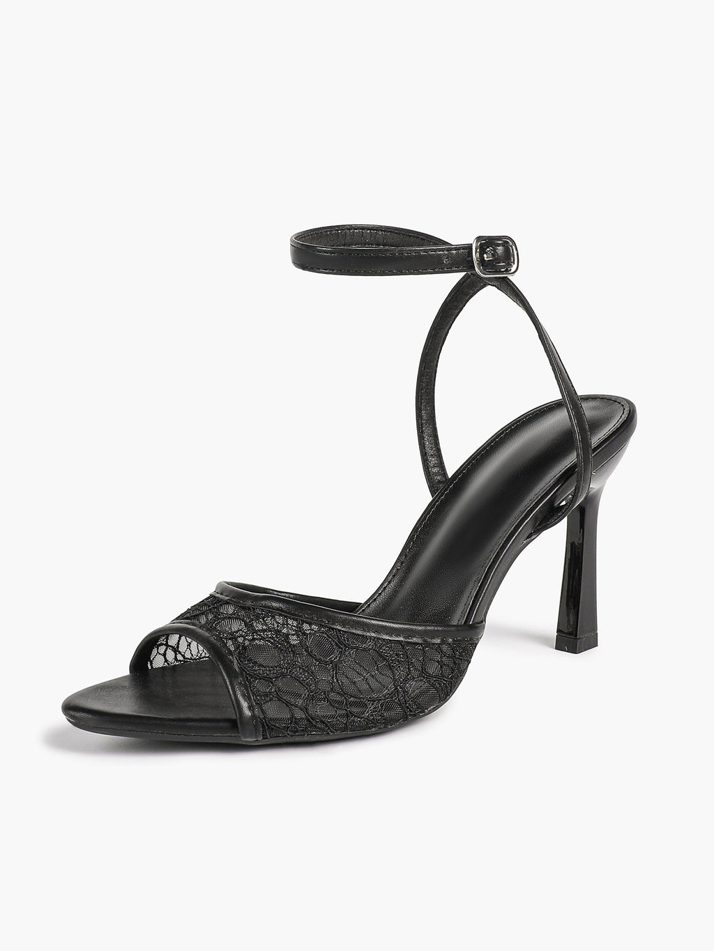 Pink Lace Ankle Strap Sandals Flared Block Heel for Summer Holiday and Casual Daily Wear