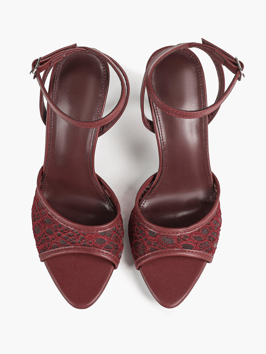Pink Lace Ankle Strap Sandals Flared Block Heel for Summer Holiday and Casual Daily Wear
