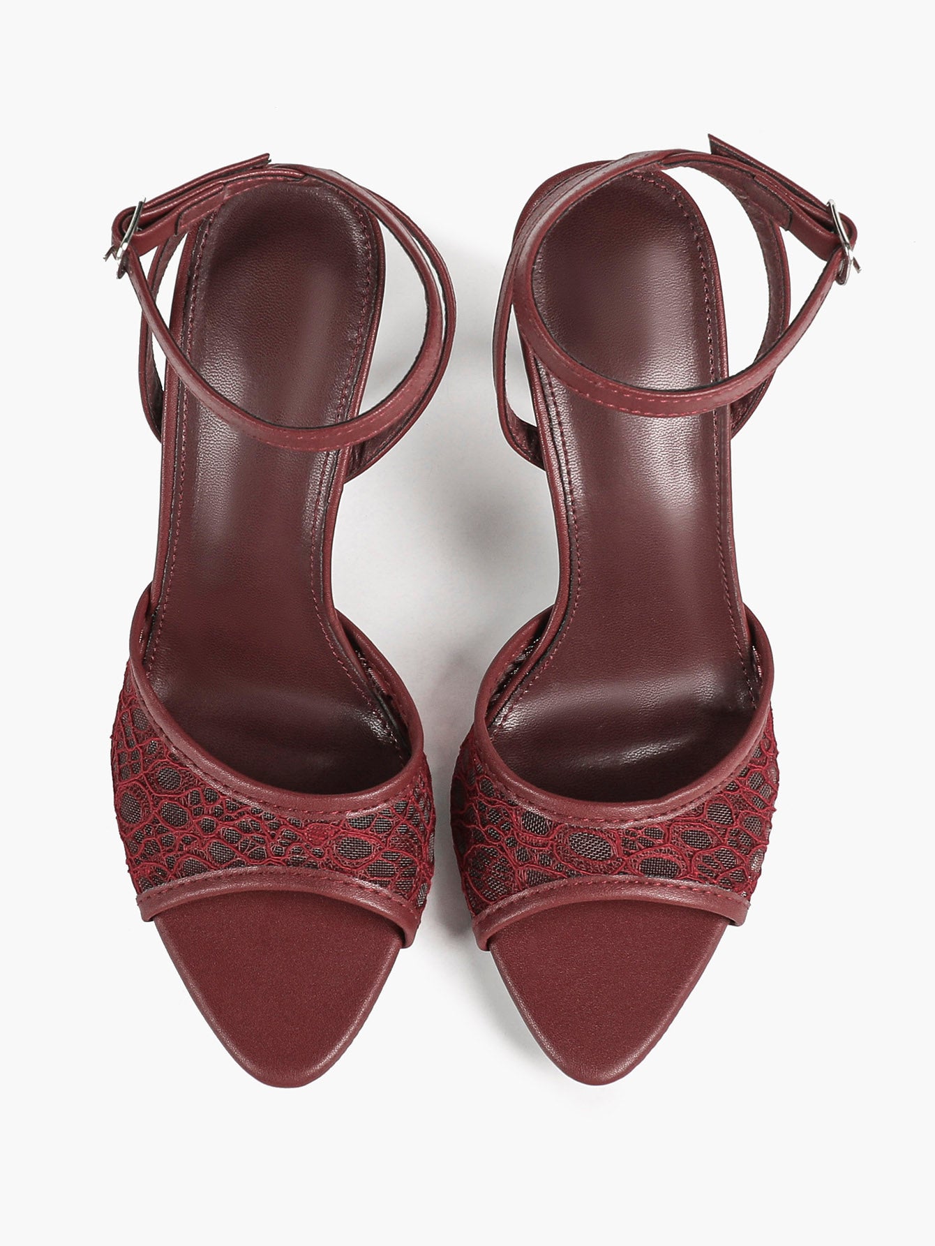 Pink Lace Ankle Strap Sandals Flared Block Heel for Summer Holiday and Casual Daily Wear