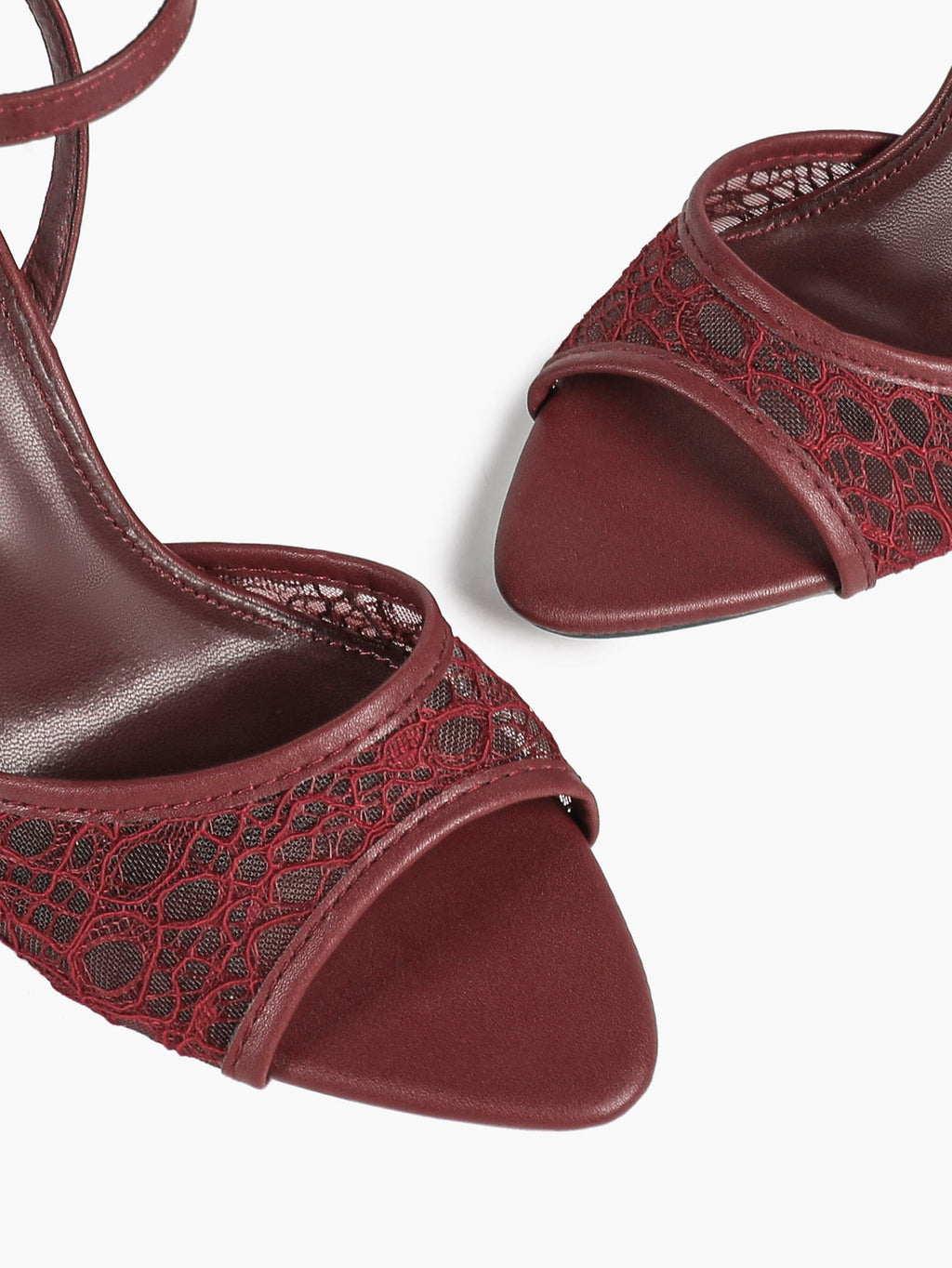 Pink Lace Ankle Strap Sandals Flared Block Heel for Summer Holiday and Casual Daily Wear